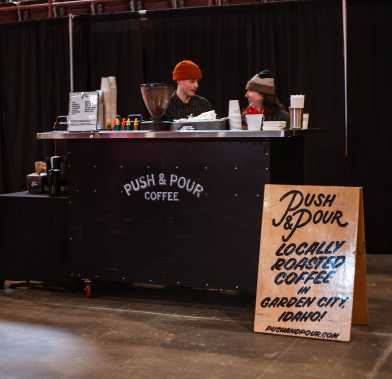 Push and Pour coffee cart serving fresh, locally roasted coffee at the CBH Homes Company Kickoff event. Keeping the CBH team energized with Idaho’s best brew!